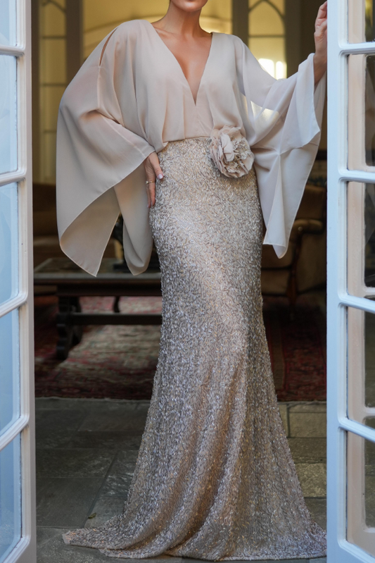 Flowing Sleeve Occasion Dress