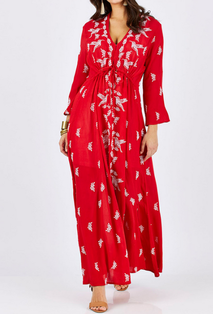 Chic Bird Embroidered Dress