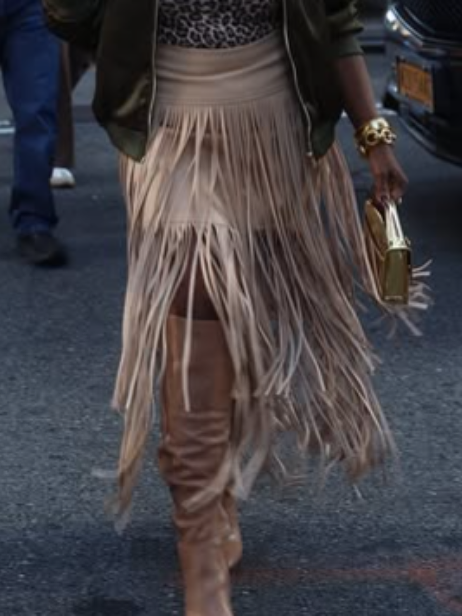 Leather Fringed Skirt