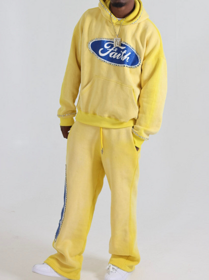 Printed Letters With Diamond Hooded Sport Set