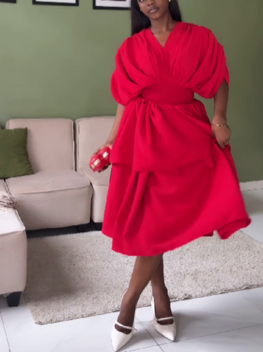 V-neck Waist Dress