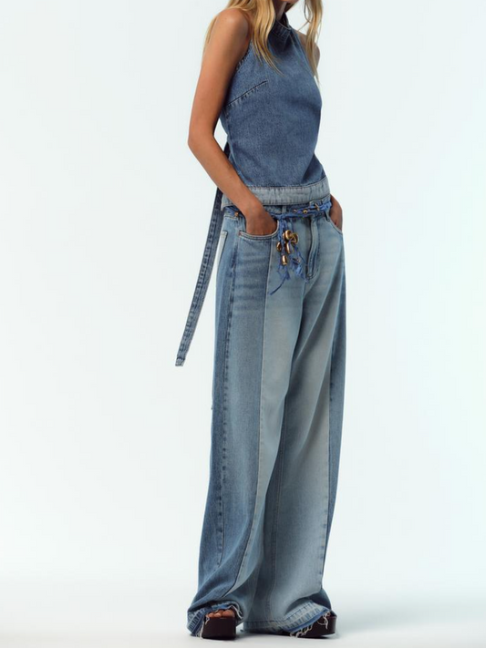 Backless Denim Suit
