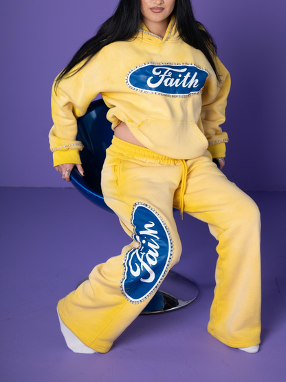 Printed Letters With Diamond Hooded Sport Set