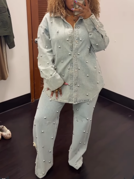 Studded Denim Suit