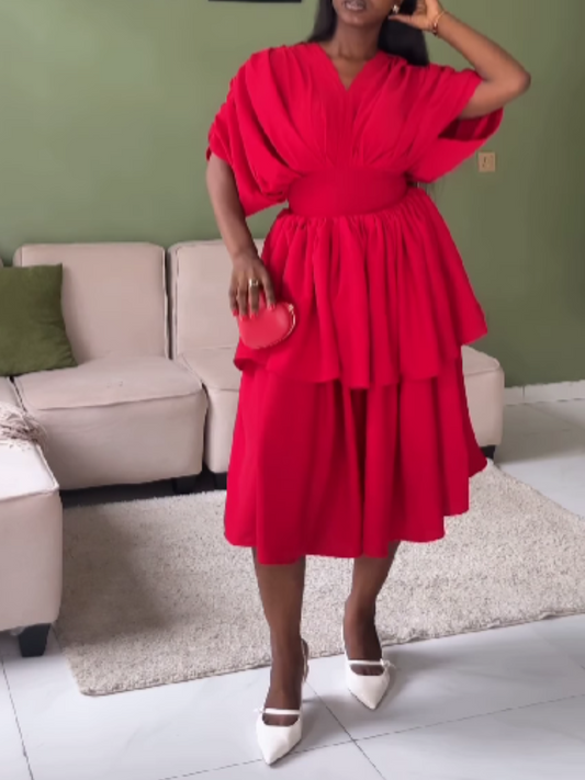 V-neck Waist Dress