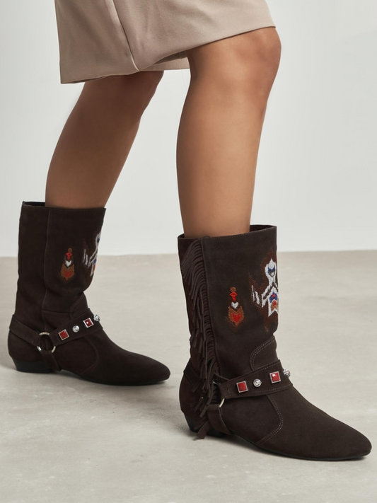 Suede Fringe Boots