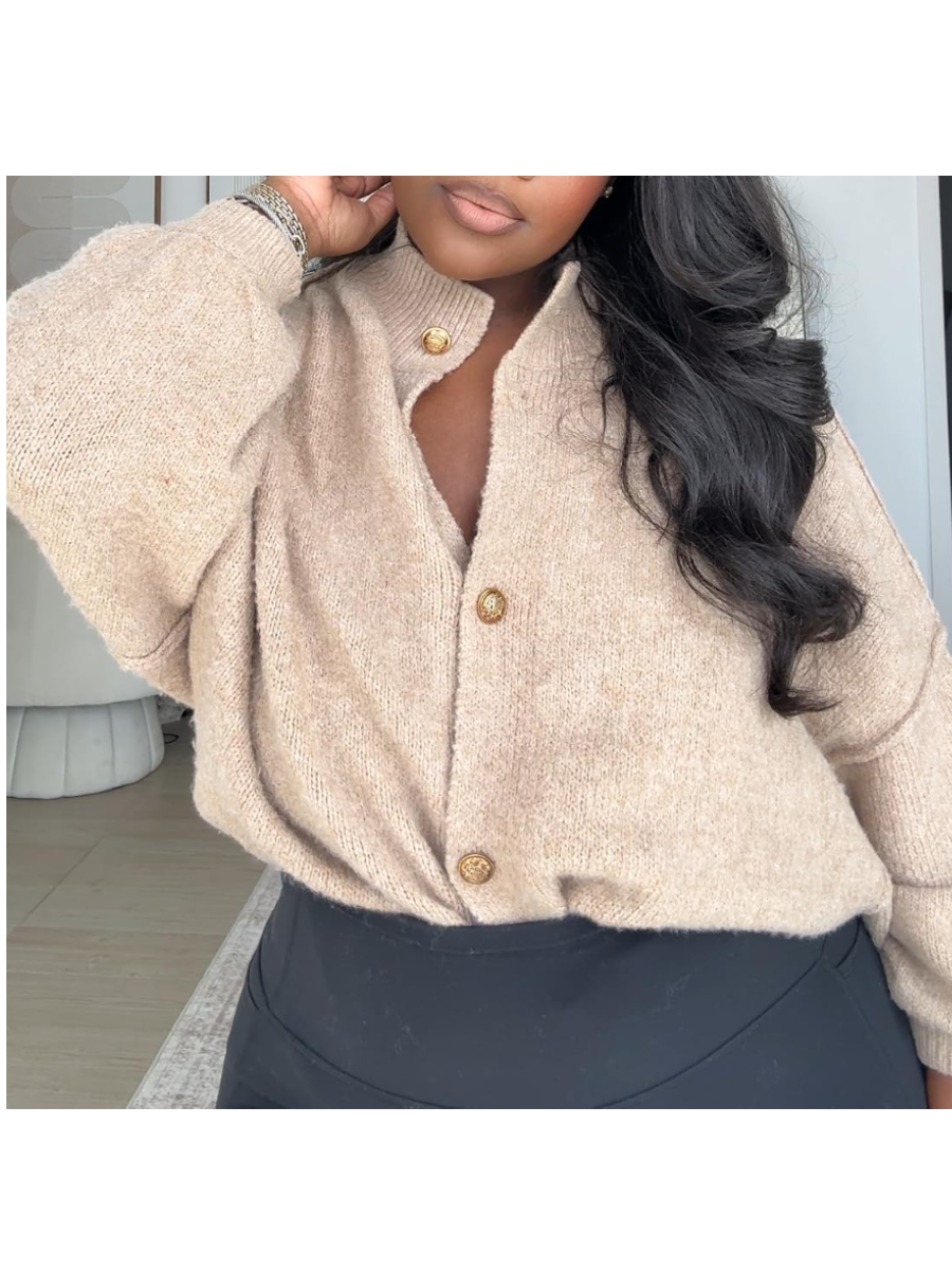 Knitted Loose Button Cardigan