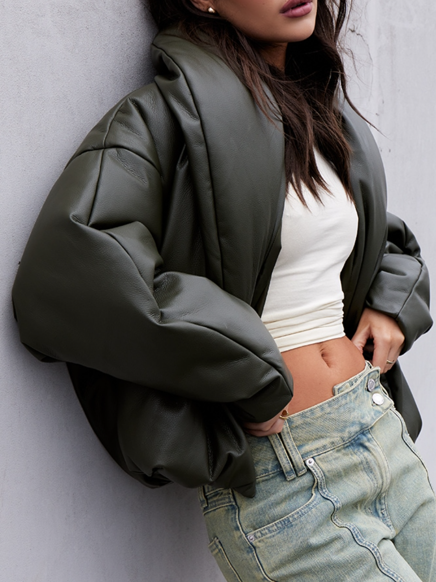 Pu Material Boast Silhouette Coat