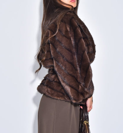 Short Faux Fur Coat With Belt
